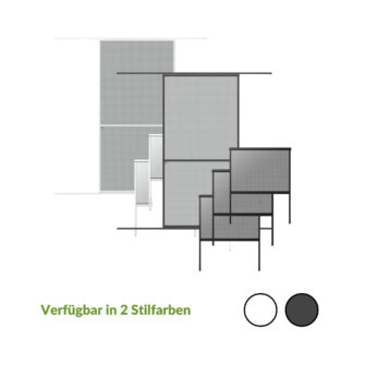 Schiebetuer-Rollofenster-Insektenschutz-SET, in zwei Stilfarben verfuegbar.